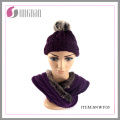 Новые мода акриловые трикотажные шапки и шарфа для девочек вязаный комплект шарф и шапка